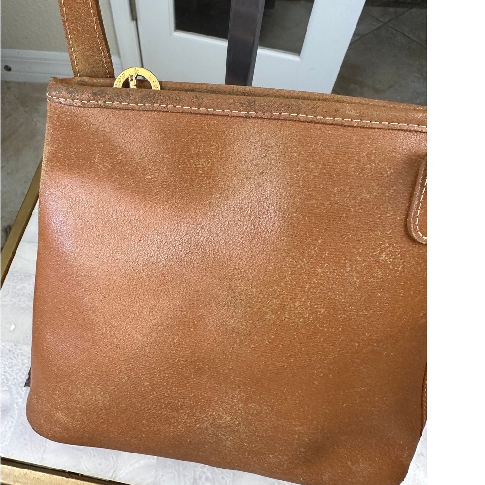 Longchamp RoseauCrossbody Bag Small Cognac Tan Vintage Bamboo Toggle Leather - Picture 9 of 14